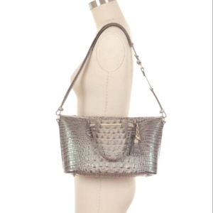 Brahmin Mini Quiet Luxury Asher Hemlock Melbourne Bag With Strap Tassel GRAY